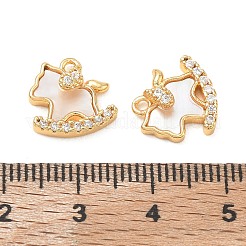 Brass Micro Pave Clear Cubic Zirconia & Natural Shell Charms&nbsp;CU-CBA3F77-02G