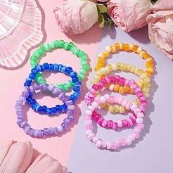 7Pcs 7 Colors Two Tone Rondelle Acrylic Beaded Stretch Bracelets for Women&nbsp;BJEW-JB10237