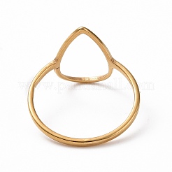 Ion Plating(IP) 201 Stainless Steel Teardrop Finger Ring&nbsp;RJEW-J051-15G