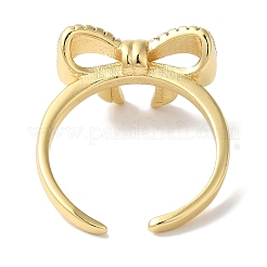 Bowknot Brass Micro Pave Clear Cubic Zirconia Open Cuff Rings for Women&nbsp;LS-RJEW-C098-05G