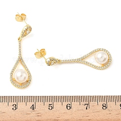Teardrop Brass Micro Pave Clear Cubic Zirconia Stud Earrings&nbsp;LS-EJEW-Z144-30G
