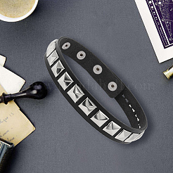 Punk-style Alloy Square Shaped Rivet Imitation Leather Chocker Necklaces&nbsp;NJEW-CL0001-28