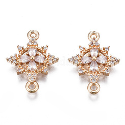 Brass Micro Pave Clear Cubic Zirconia Links Connectors&nbsp;KK-S359-146-RS