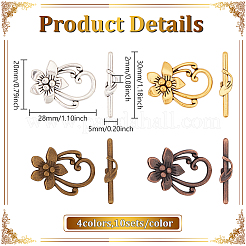 40 Bags 4 Colors Tibetan Style Alloy Toggle Clasps&nbsp;FIND-ME0003-17