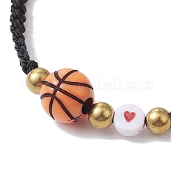 4Pcs 4 Style Sport Theme Acylic & Alloy Braided Bead Bracelets Set&nbsp;BJEW-JB10122