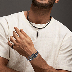 3Pcs 3 Colors Alloy & Leather Cord Bracelets for Men Women&nbsp;BJEW-CL0001-25