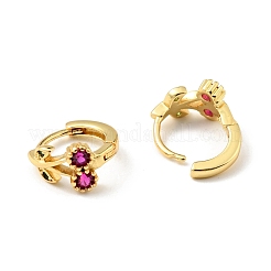 Deep Pink Cubic Zirconia Cherry Hoop Earrings&nbsp;EJEW-C028-02G