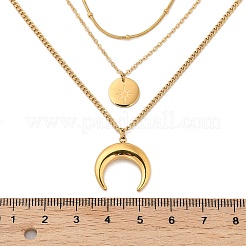304 Stainless Steel 3 Layer Necklaces&nbsp;NJEW-Z054-02G