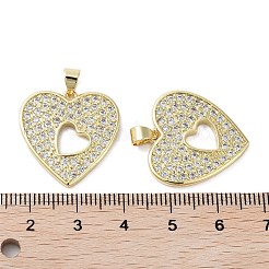 Heart Brass Micro Pave Cubic Zirconia Pendants&nbsp;KK-E102-05G