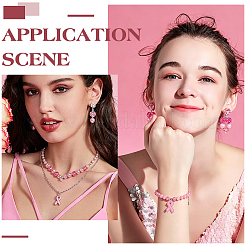 Pink Awareness Ribbon Theme DIY Jewelry Making Finding Kits&nbsp;DIY-PH0032-28