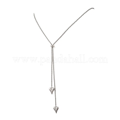 Adjustable Alloy Heart Pendant 304 Stainless Steel Box Chain Lariat Necklaces for Women&nbsp;NJEW-JN05902-02
