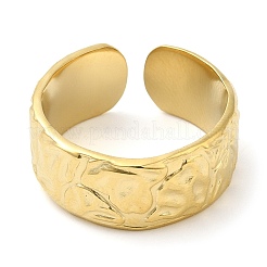 304 Stainless Steel Textured Open Cuff Ring for Women&nbsp;RJEW-I098-26G