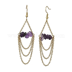 Natural Amethyst Dangle Earrings&nbsp;EJEW-JE07287-01