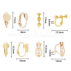 32Pcs 8 Style Brass Clip-on Earring Findings&nbsp;KK-HY0001-04