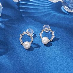 Natural Pearl Ear Studs&nbsp;EJEW-P286-31P
