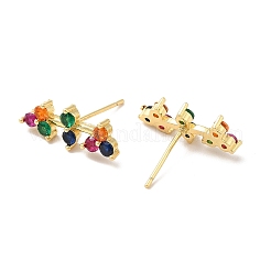 Colorful Cubic Zirconia Bar Shape Stud Earrings&nbsp;KK-H434-28G
