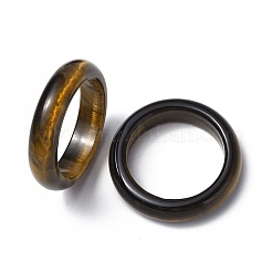 Natural Tiger Eye Plain Band Ring&nbsp;RJEW-P044-01B-07