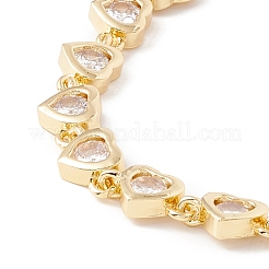 Clear Cubic Zirconia Heart Link Chains Bracelet&nbsp;BJEW-I301-05G