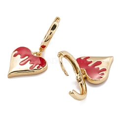 Brass Enamel Huggie Hoop Earrings&nbsp;EJEW-F264-17-G