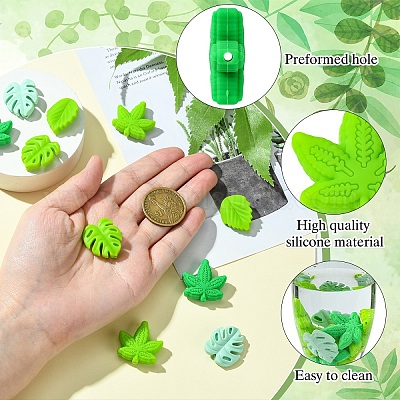 10Pcs 5 Styles Maple Leaf Silicone Beads&nbsp;SIL-YW0001-42-1