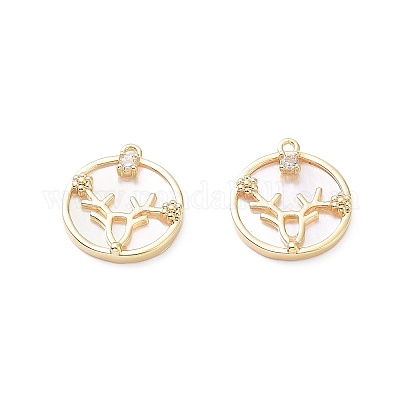 Rack Plating Brass Shell Pendants&nbsp;KK-A183-41G-1