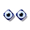 Opaque Resin Beads, Evil Eye Style, Dark Blue, Rhombus, 17x17.5x7.5mm, Hole: 1.6mm