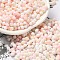 Two Tone Baking Paint Glass Seed Beads, Round Hole, Peanut, Pink, 6~6.5x3~3.5x3~3.5mm, Hole: 1~1.2mm, about 4500pcs/pound