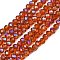 Electroplate Glass Beads Strands, Half Plated, Blue Plated, Faceted, Rondelle, Chocolate, 4x3.5mm, Hole: 0.4mm, about 100~110pcs/strand, 14.5~15.7 inch(37~40cm)