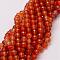 Natural Agate Beads Strands, Dyed, Faceted, Round, Dark Orange, 8mm, Hole: 1mm, about 47pcs/strand, 14 inch