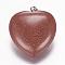 Synthetic Goldstone Pendants, Heart, Platinum, 32.5~34x30x12mm, Hole: 5x8mm