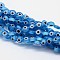 Handmade Evil Eye Lampwork Flat Round Bead Strands, Dodger Blue, 10x4mm, Hole: 1mm, about 38pcs/strand, 14 inch