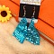 Sparkle Alloy Sequins Rectangle Dangle Earrings for Women, Cyan