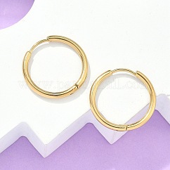 Ion Plating(IP) 304 Stainless Steel Huggie Hoop Earrings, Hypoallergenic Earrings, with 316 Surgical Stainless Steel Pin, Golden, 12 Gauge, 20x2mm, Pin: 1mm, Inner Diameter: 16mm