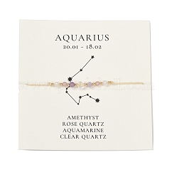 Natural Gemstone Constellation Beaded Bracelets, Aquarius, Colorful, 11 inch(28cm)