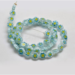 Handmade Millefiori Glass Flat Round Bead Strands&nbsp;LK-P011-M