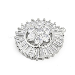 Brass Micro Pave Cubic Zirconia with Glass Pendants&nbsp;KK-Q026-15P