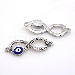 Alloy Rhinestone Evil Eye Links connectors&nbsp;ALRI-S161-09P