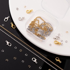 DIY 1.8m 2 Colors Oval Vacuum Plated 304 Stainless Steel Cable Chains Necklace Making Kits&nbsp;DIY-FS0001-26