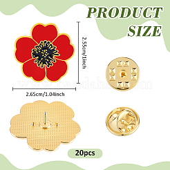 20Pcs Poppy Alloy Enamel Brooch&nbsp;JEWB-FG0001-67