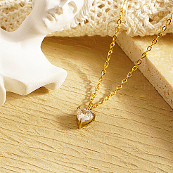 Clear Cubic Zirconia Heart Pendant Necklace&nbsp;XN7409