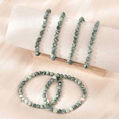 Natural Green Spot Jasper Bead Stretch Bracelets&nbsp;BJEW-K212-A-017