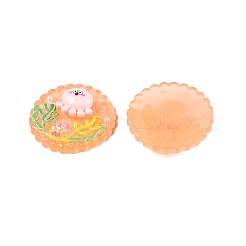 Ocean Theme Flat Round Resin Cabochons&nbsp;CRES-T025-02E