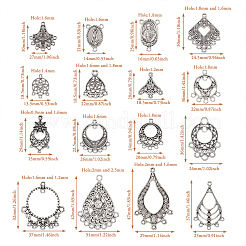 96Pcs 16 Style Tibetan Style Alloy Chandelier Component Links&nbsp;FIND-TA0002-58