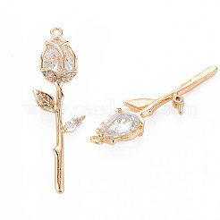 Brass Micro Pave Cubic Zirconia Pendants&nbsp;KK-S364-014B