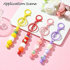Baking Paint Alloy and Brass Bar Beadable Keychain for Jewelry Making DIY Crafts&nbsp;DIY-YW0007-58C