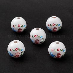 Printed Natural Wood European Beads&nbsp;LS-WOOD-C015-02