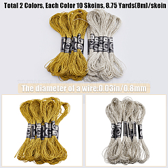 20 Skeins 2 Colors 12-Ply Metallic Polyester Embroidery Floss&nbsp;OCOR-GF0003-87A