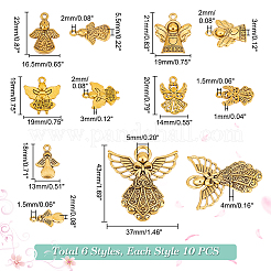 60PCS 6Style Angel Tibetan Style Alloy Pendants&nbsp;TIBEP-PH0001-65