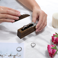 1Pc Black Walnut Wood Ring Storage Boxes with Magnetic Lid&nbsp;OBOX-PH0001-06
