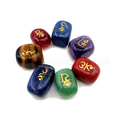 7Pcs Rectangle Natural Gemstone Ohm Stones&nbsp;PW-WG27350-01